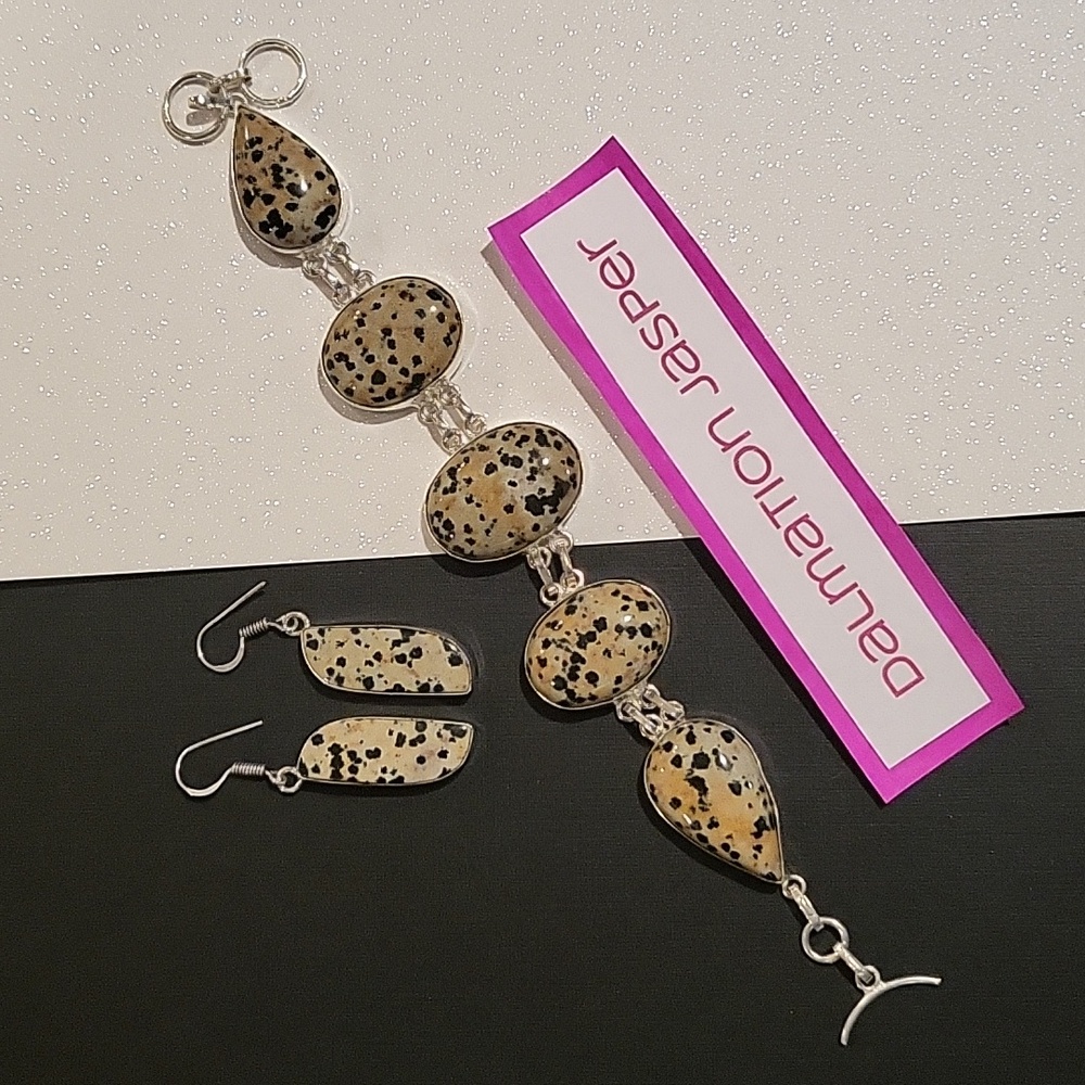 Dalmation Jasper Set - 925 Plated - NWT